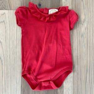 The Beaufort Bonnet Company Girls Red Ramona Ruffle Collar Onesie T Shirt Sz 24M
